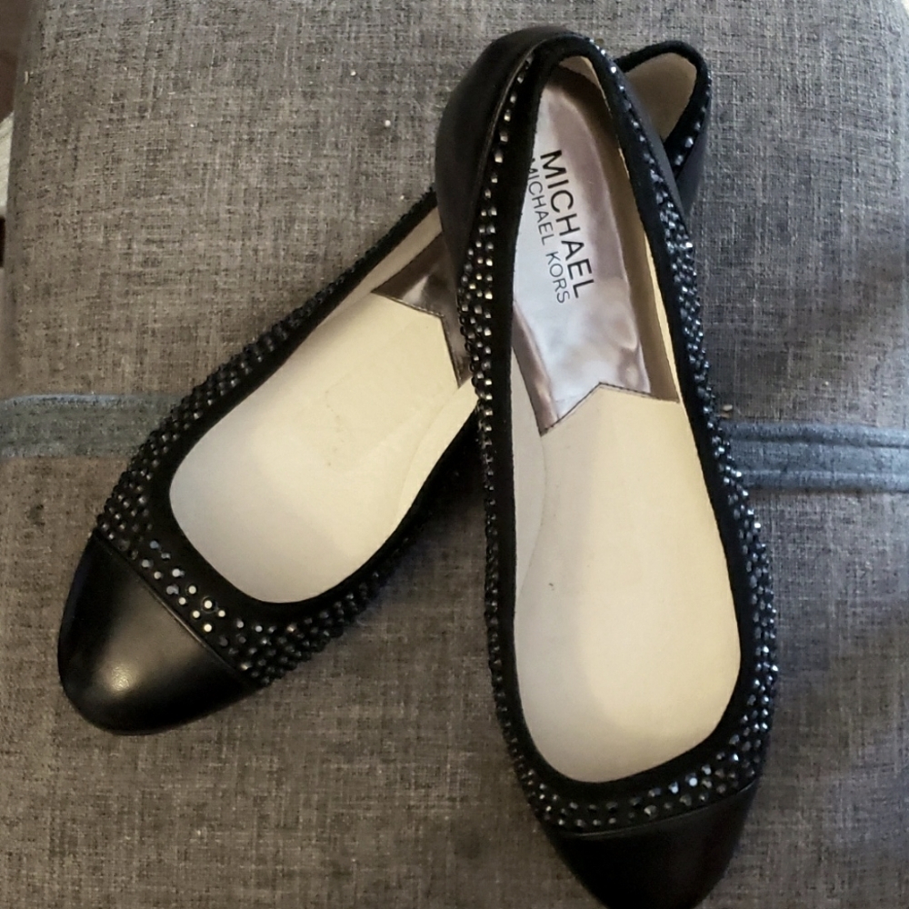 MICHAEL Michael Kors Black Flats with Studded Detail